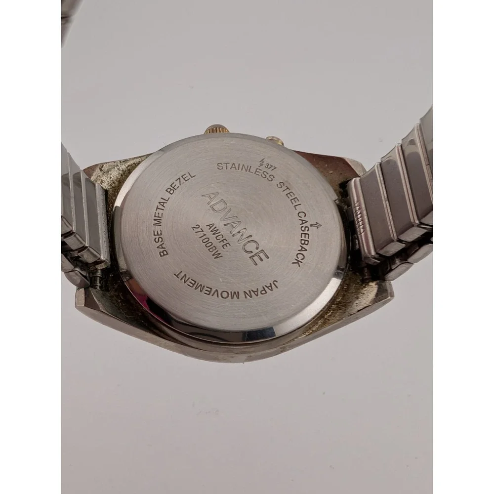 Watch-It Women's Watch Night Light Two‎ Tone Stretch Band 28mm Case- New Battery